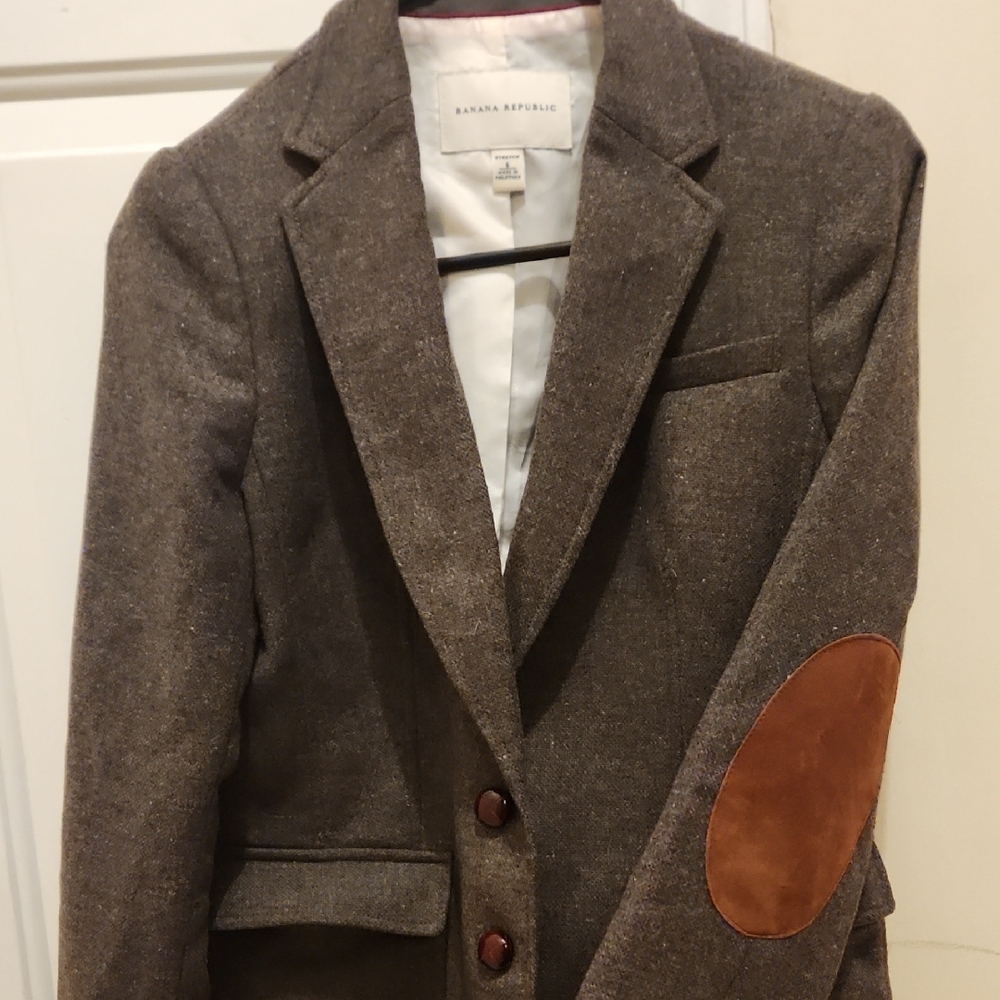 Banana Republic Brown Blazer with Tan Elbow Patches